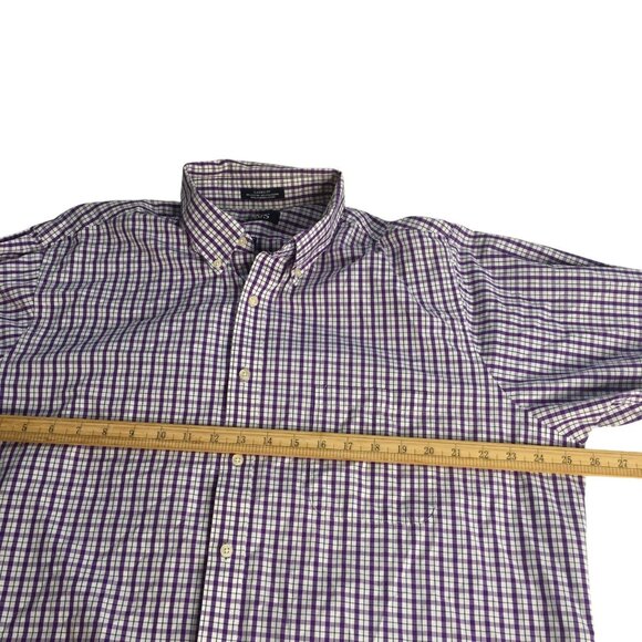 Chaps Shirt Mens 17.5 36/37 Classic Fit Plaid Wrinkle Free Button Up Dress Shirt - Picture 9 of 14